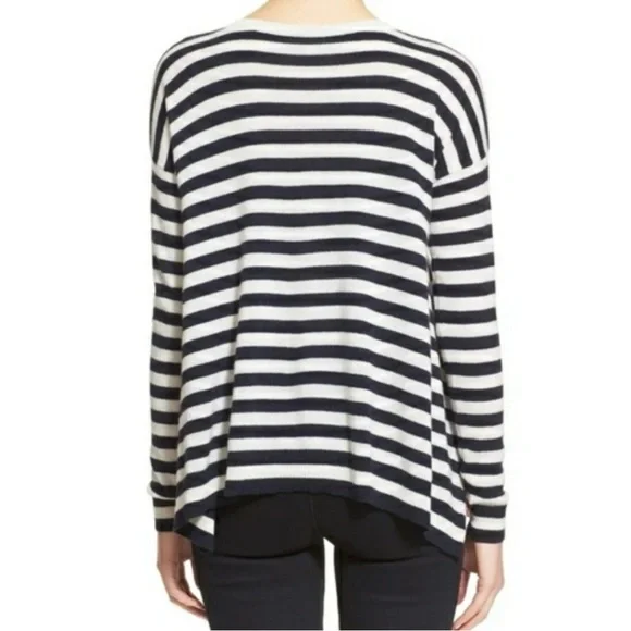 Autumn Cashmere 100% cashmere Pink Striped Lobster Sweater sz S - Picture 3 of 7